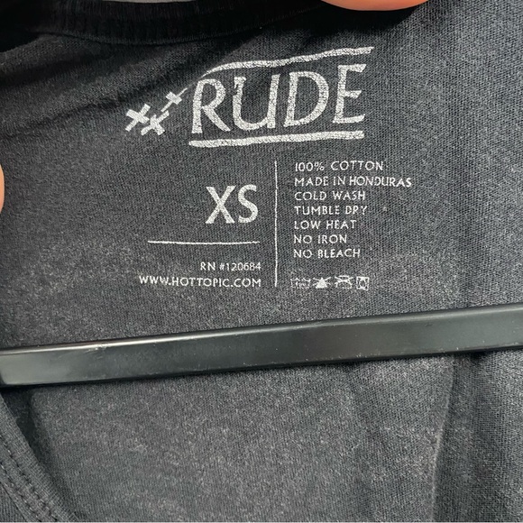 Rude Rib Cage Tank Top faded black front and back design size XS Hot Topic - Picture 3 of 4